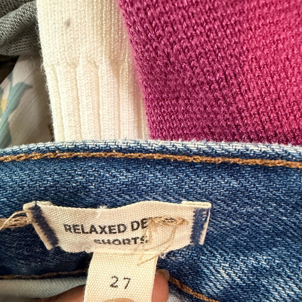 Madewell Relaxed Denim Cutoff Shorts 27 High Rise Vintage Aesthetic Raw Hem Boho - Picture 5 of 5